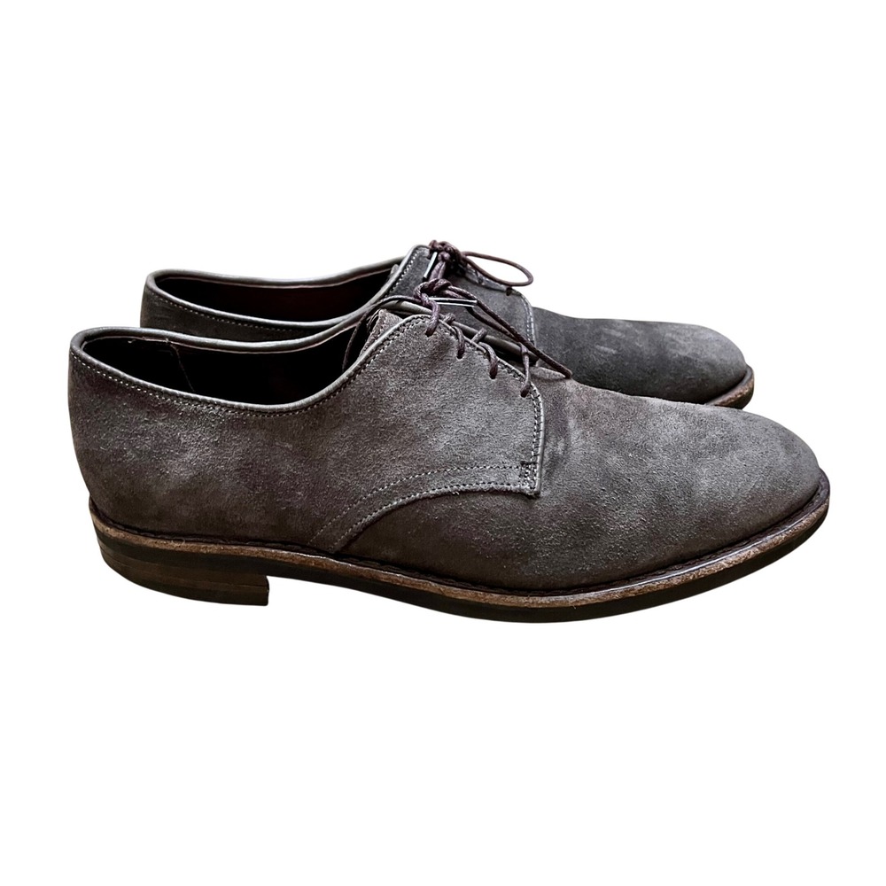 Allen Edmonds Nomad Derby‎ Shoes Mens 9.5 D Grey Suede Plain Toe Blucher Preppy